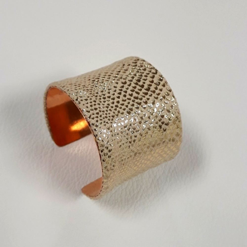 Metallic Gold/Snakeskin Print/ Faux Suede Cuff Bracelet/ Statement Bracelet 90's